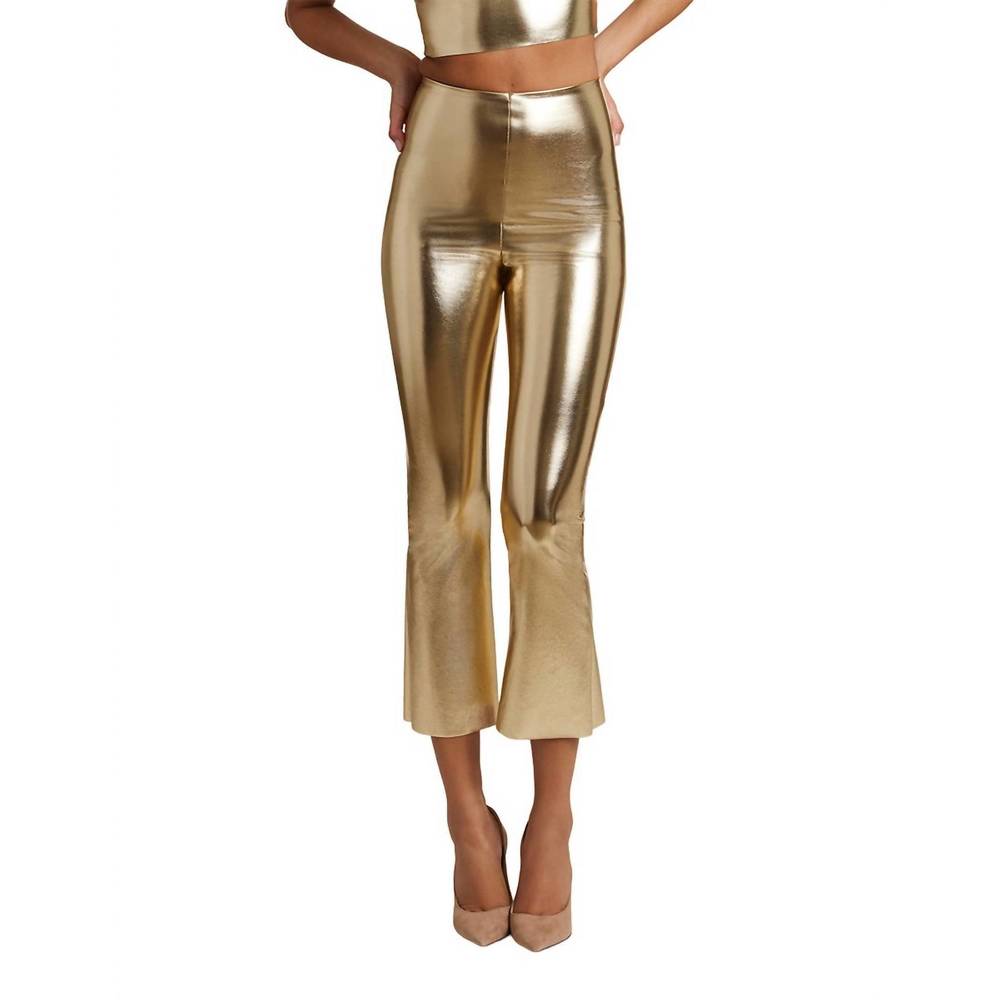 NEW COMMANDO faux leather crop flare legging in gold leaf